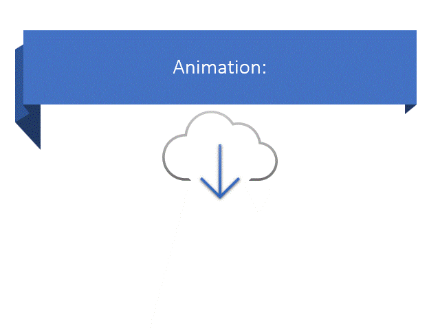 A brief animated GIF that demonstrates an animation effect and a transition effect in PowerPoint.