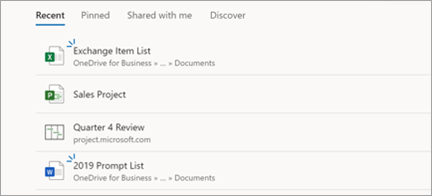 Shows Project files in Edge