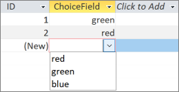 Displaying the list of choices to a user