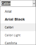 The font menu in Outlook on the web.