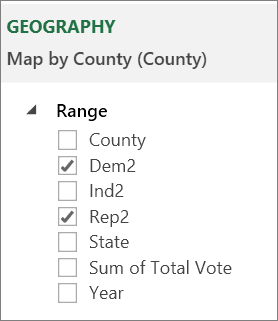 Range list in the Task pane