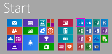 Start menu with Lync tile highlighted