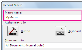 Macro name box