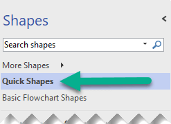 The Quick Shapes stencil in the Shapes window.