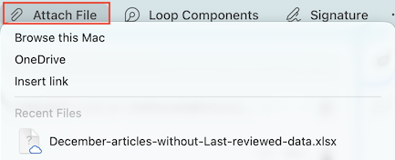 Attach Files options in Outlook for Mac