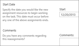 Start Date and Comments