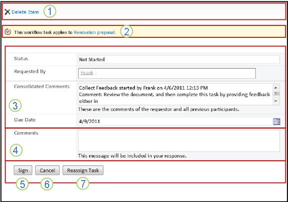 Task form with options called out