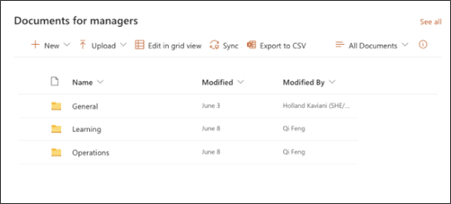 screenshot of the document library web part
