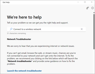 Searching for a problem in Get Help.