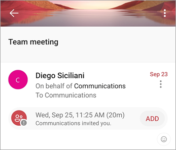 A group event in a group mailbox will contain and "Add" button to add the event to your personal calendar.