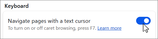 Navigate pages with text cursor button screenshot,