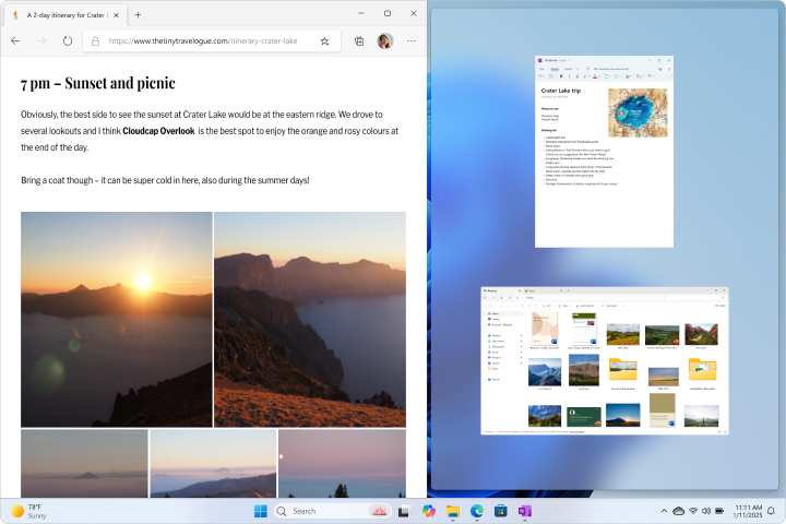 Screenshot of Snap Assist displaying 2 windows to pick.