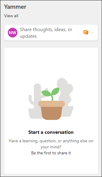 Preview of the Yammer web part.