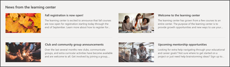 Screenshot of the news part