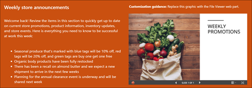 Screenshot of Text and Image webparts