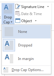 Choose None to remove a drop cap.
