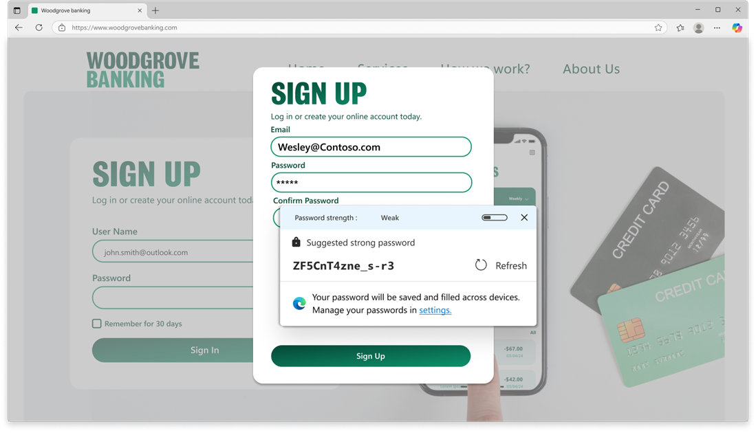Password generator in Microsoft Edge