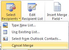 Cancel mail merge