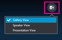Use the Pick a layout button to choose a view of the meeting: gallery, speaker, or presentation