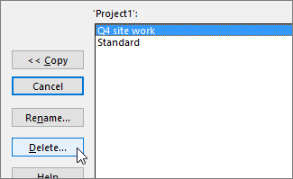 Delete button on the Calendars tab