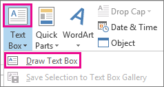 Text Box menu in the Text group