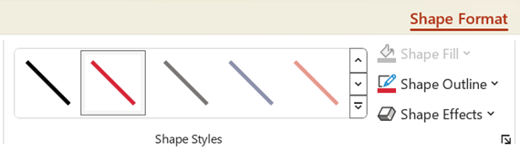 Shows line Quick Styles in Office