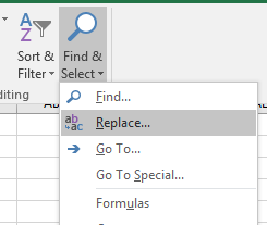 Replace command on the Ribbon
