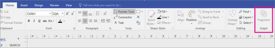Fragment in the Graph area appears on the Visio Home tab.