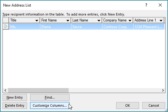To add custom columns to your mail list, click the Customize columns button.