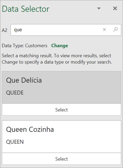 Screenshot of the Data Selector pane.