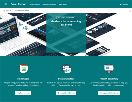 Preview of the Brand Central site template.