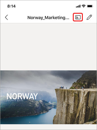 Cast icon above PowerPoint presentation