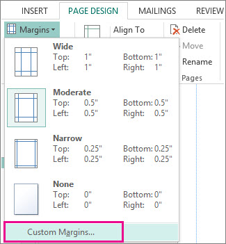 Custom Margins for Printing