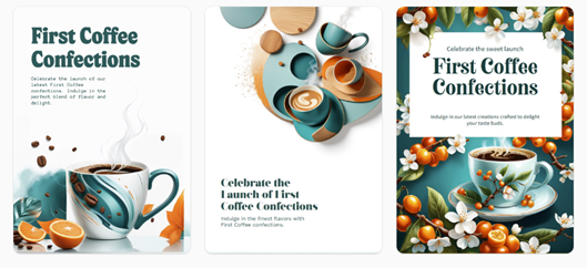 3 ai-generated posters using a brand kit