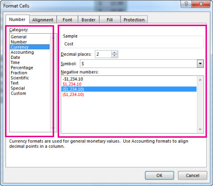 Format Cells dialog box