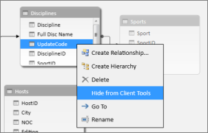 Hide a column in Power Pivot