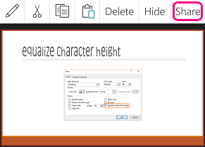 The Share command in PowerPoint for Android