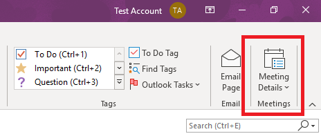 OneNote Meeting Details on the Ribbon