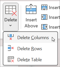 Deleting columns or rows