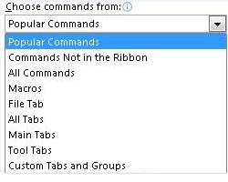 Choose commands from list