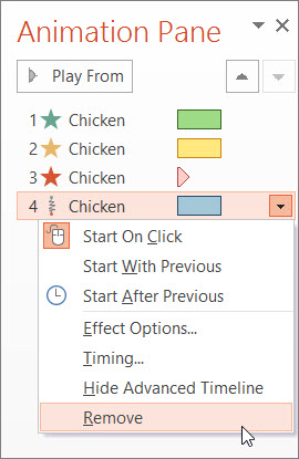 Remove an animation effect