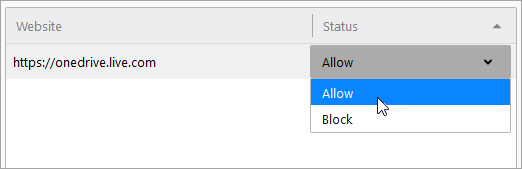 Under Status, select Allow.