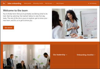 image of the new employee onboarding site template