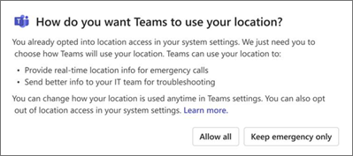 Consent location Teams method