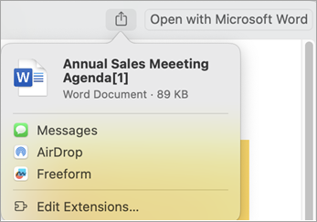 Share the file using extensions install on your Mac