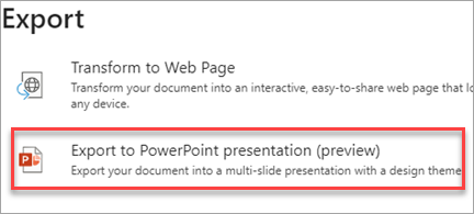 Export to PowerPoint presentation