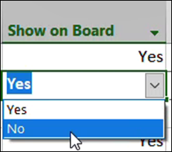 Show on Board setting