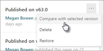 Compare with selected version