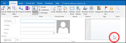 Double-click the Electronic Business Card to edit it.