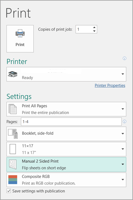 Printer settings